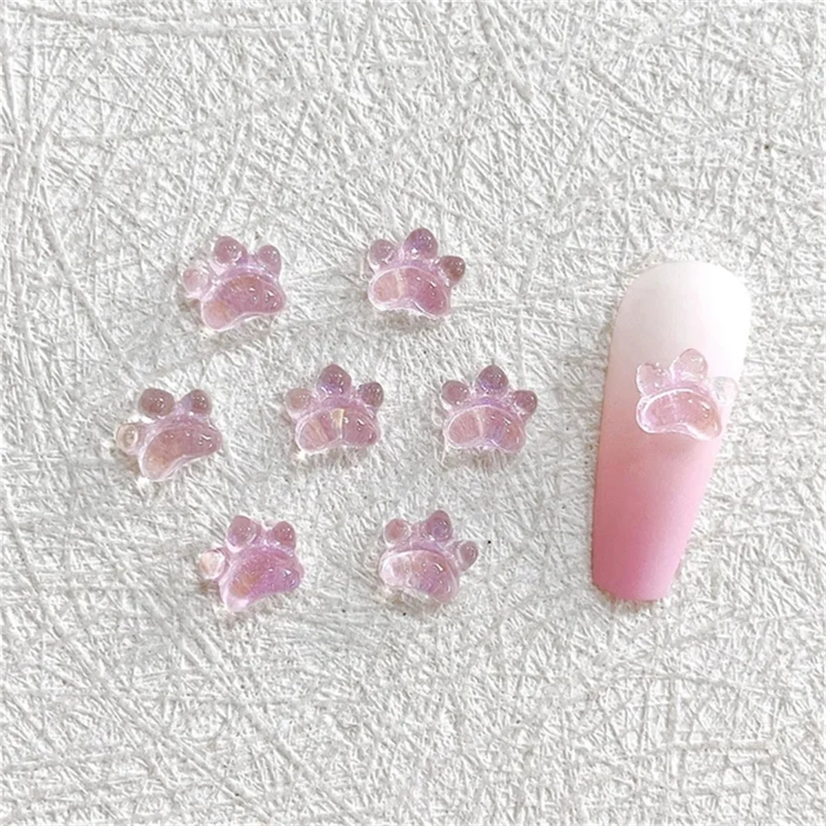 20pcs Japanese Kawaii Glitter Cat Claw Nail Art Charms Transparent Resin Nail Rhinestones Decorations DIY Manicure Accessories