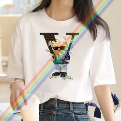 Luxury Brand Fashion Woman's Lunar Paris Printed Crew Neck Clothing Short Sleeve T-Shirt Trend Women's Summer Y2K Top