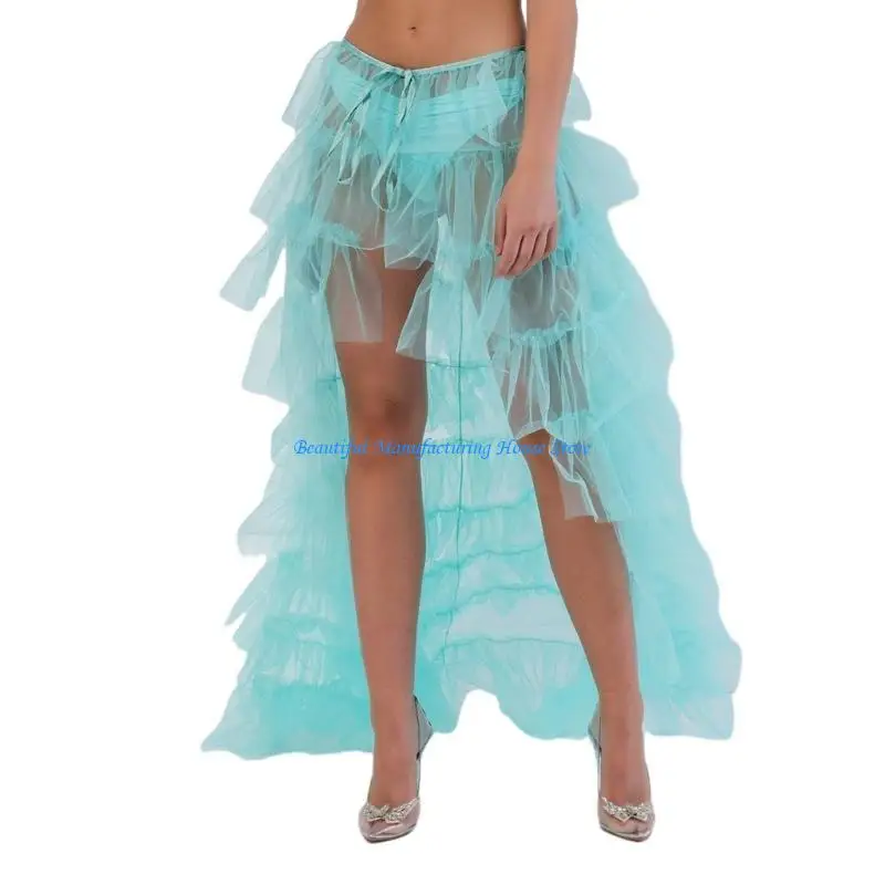 E56A Maxi Mesh Tulle Skirt for Womens Detachable Wedding Train Skirt,Floor Length Overlay Long Tutu Skirts for Prom Party