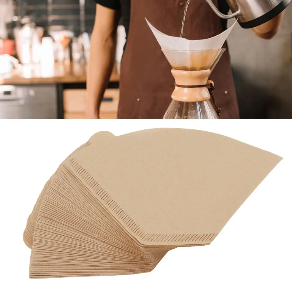 100pcs set 2 to 4 Cup Coffee Filter Paper #4 Size Pour Over One-Use Coffee Filters Drip Coffee Maker 100Pcs Nature Coffee Filter