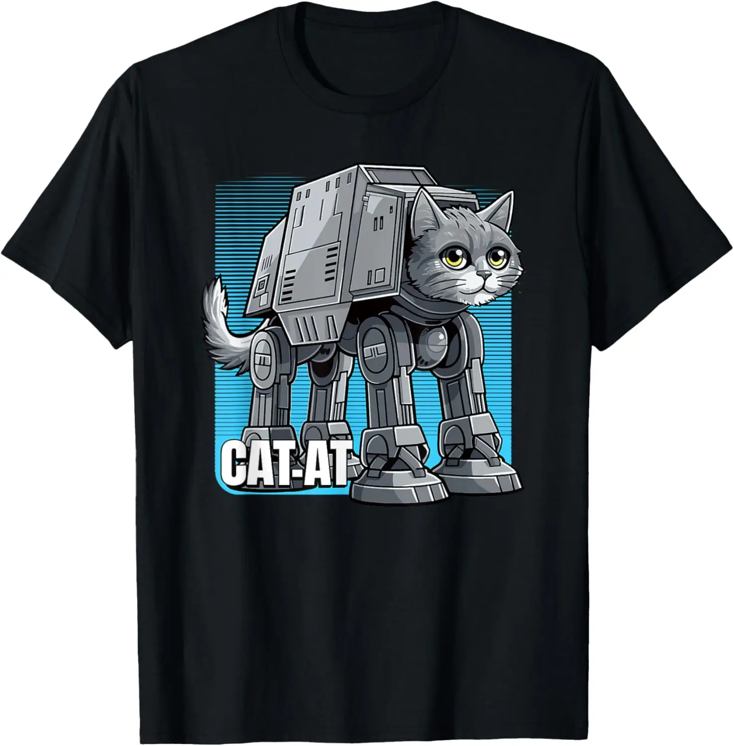 CAT-AT Science Fiction Parody Pet Cat Space Robot Sci-fi Fan T-Shirt Unisex Summer Streetwear Tops Y2k Couple Ropa Hombre