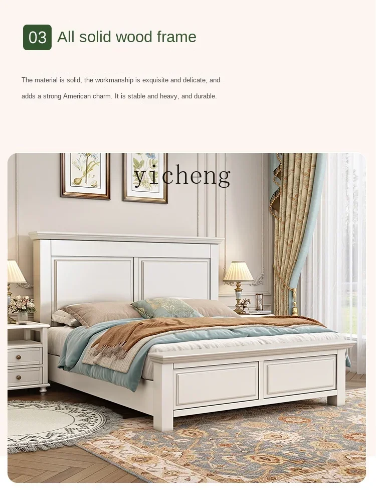 

rustic full solid wood bed high box storage double bed retro style master bedroom log wedding bed