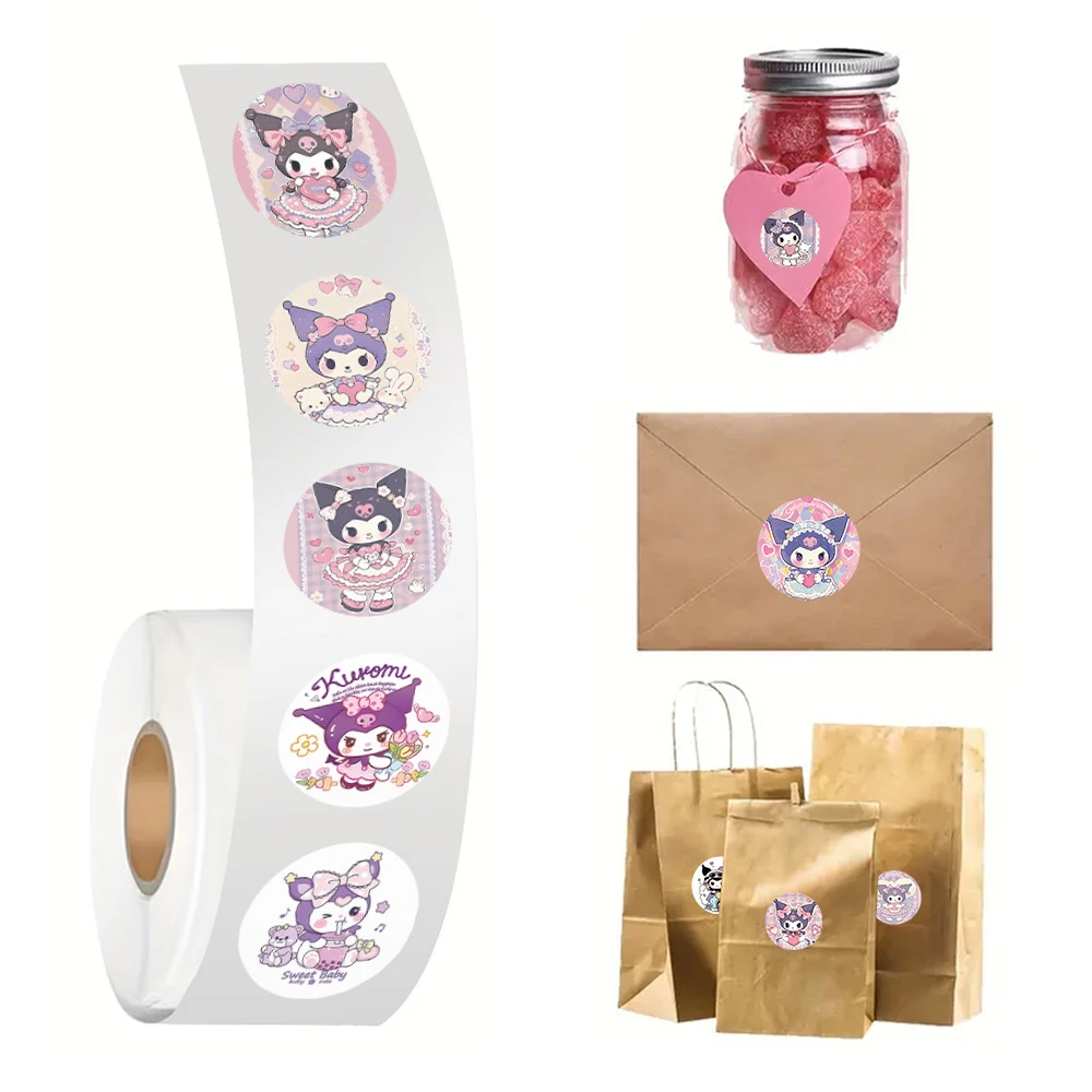 สติกเกอร์ลายการ์ตูนซานริโอ้ คุโรมิ 500 ชิ้น/ม้วน สติกเกอร์รางวัลน่ารัก สติกเกอร์อนิเมะ สำหรับติดขวดน้ำ แล็ปท็อป โทรศัพท์มือถือ ของเล่นสติกเกอร์ลายกราฟฟิตี้น่ารัก