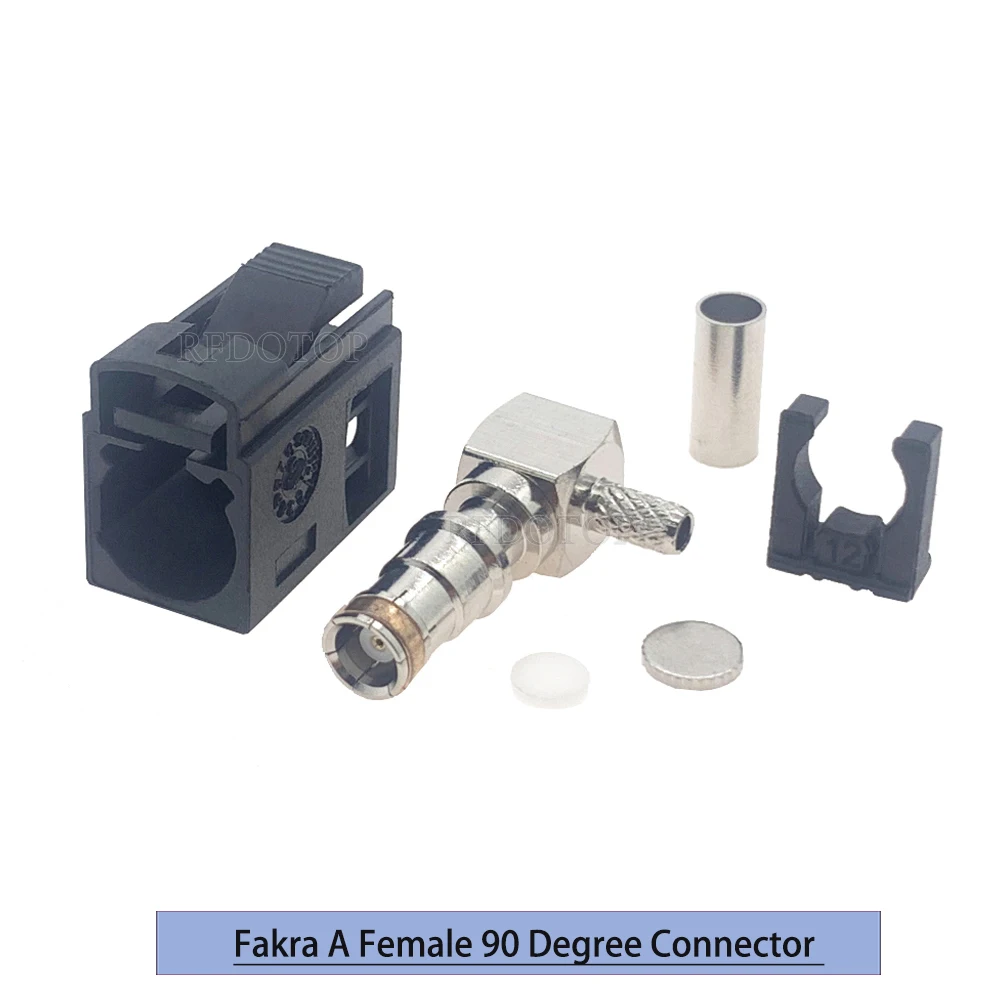 1Pcs New Fakra A B C D E F G H I K Z Crimp Right Angle Connector for RG316 RG174 Cable Car Radio FM GPS Antenna Fakra Adapter