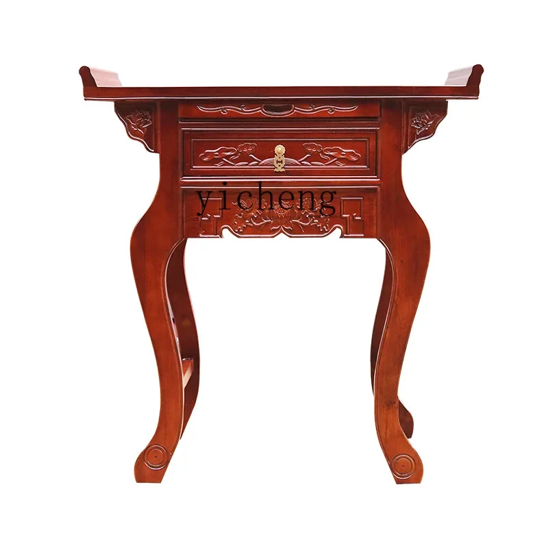 

YY Chinese Style Entrance Curved Legs Altar against the Wall Altar a Long Narrow Table Solid Wood Buddha Shrine