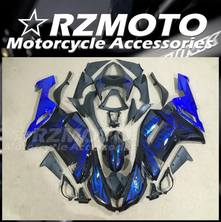 

4Gifts New ABS Full Fairings Kit Fit For KAWASAKI ZX-6R ZX6R 636 2007 2008 07 08 Bodywork Set Custom Blue Flame