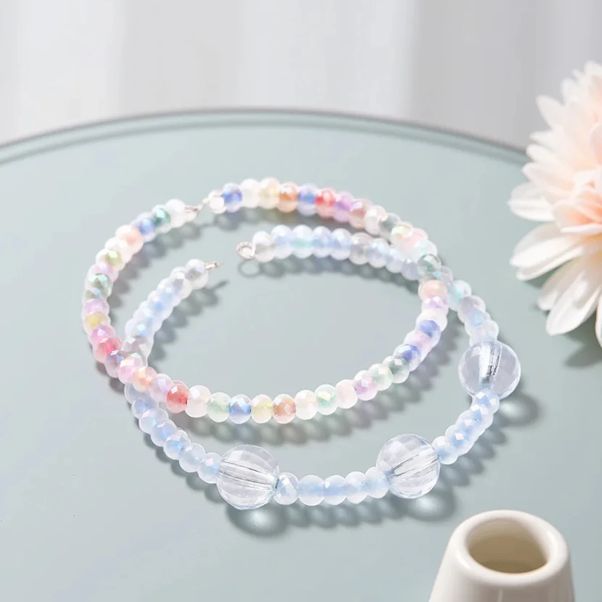 Manik Nasi Kaca Halus Warna Awan 4mm Lubang 1mm - Pembuatan Perhiasan DIY (Kalung/Gelang Kerajinan) 10g/130pcs Kantong