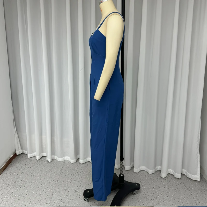 Waytobele Frauen Overall Sommer Mode Hosenträger solide V-Ausschnitt gekniffen Taille ärmellose hohle schlanke plissiert mit Tasche Stram pler