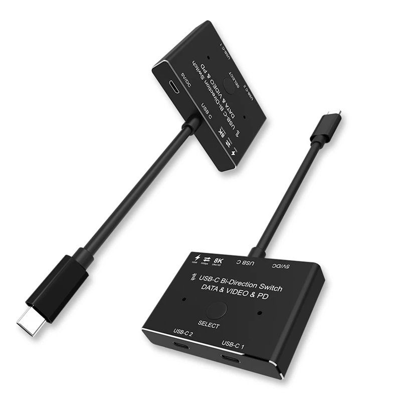 شاشة تبديل ذات اتجاهين للكمبيوتر الشخصي ، هاتف محمول ، جهاز تقسيم الفيديو ، USB ، KVM ، USB C ، 8K @ 30Hz ، PD W ، 1x2x1