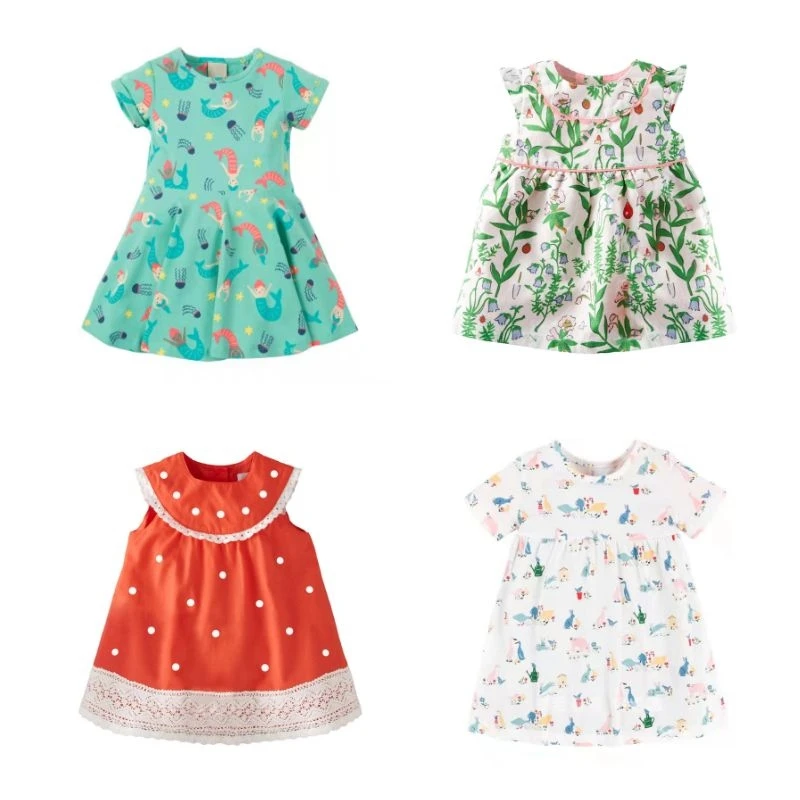 Little maven Baby Girls Summer Casual Clothes Lovely Little Genius Pretty Dress Kids Soft and Comfort Wear