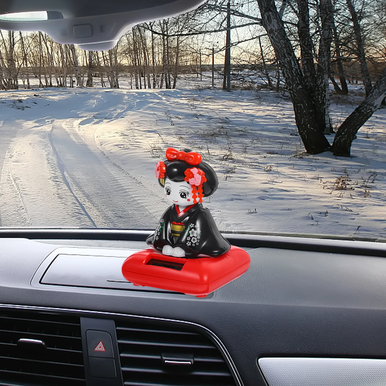 Niño bebé bailando niña Bobblehead Mini juguetes adorno de coche Solar adornos sacudiendo figura de kimono