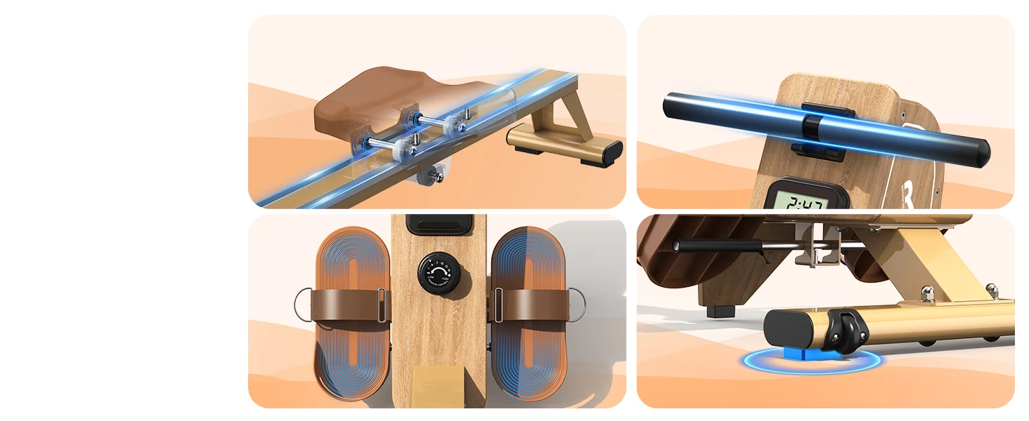 Faltbarer Magnetischer Rudertrainer mit Bluetooth-Monitor, 16 Stufen, 150kg Belastbarkeit, Vertikale Aufbewahrung – Detail 7