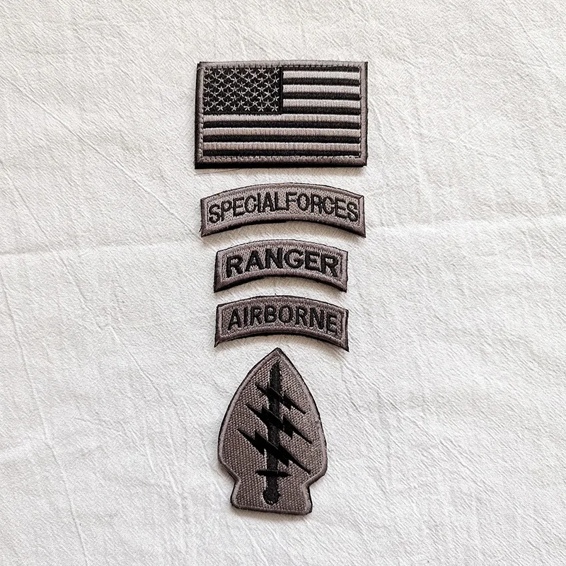 5pcs Set US Flag Embroidery patch Military fan Hook Loop armband Tactical Patches for Backpack