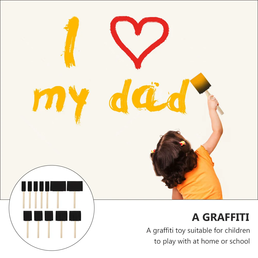 

1Set Graffiti Sponge Brushes Wood Handle Durable Lightweight Ideal for DIY Painting Drawing Kids Art Tools Paint Sponge Brush