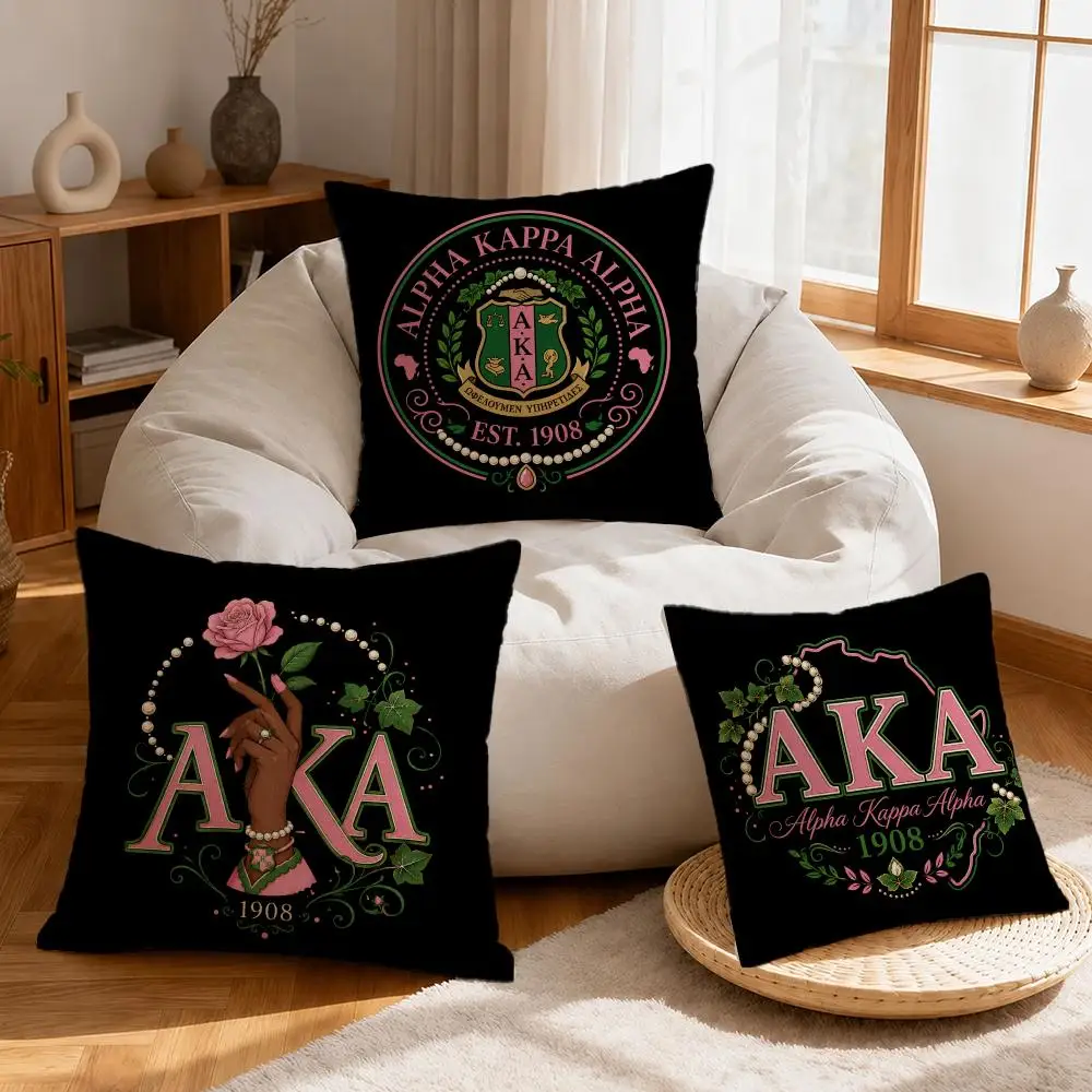 Sorority Alpha Kappa Alpha Sorority Cushion Cover Linen Anti-Mite Antibacterial Cushion Cover Invisible Zipper Sofa Decor