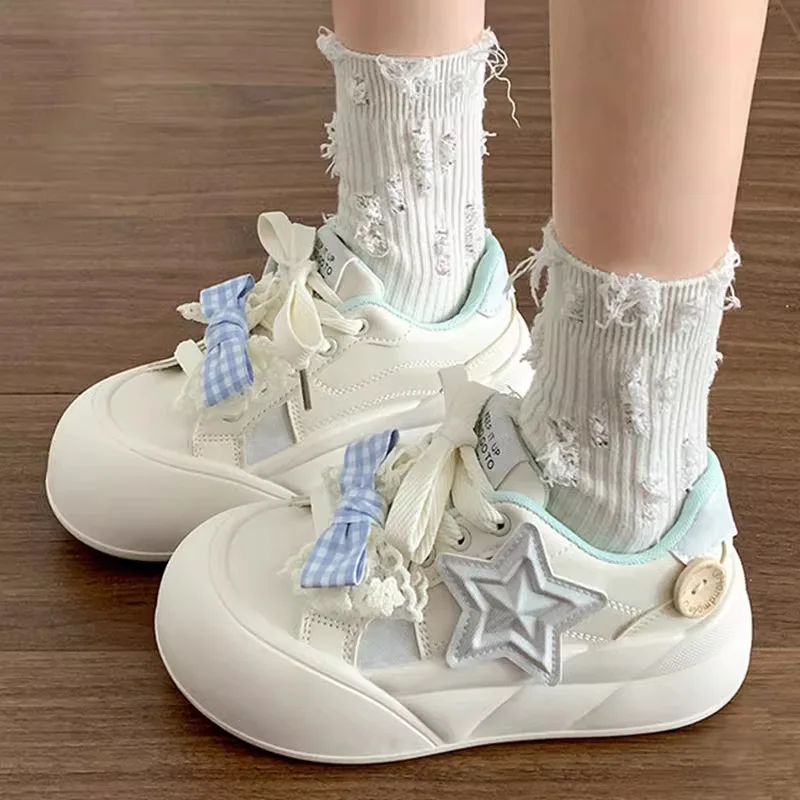 

2025 New Little White Shoes Children's Versatile Round Head Heightening Platform Casual Shoes