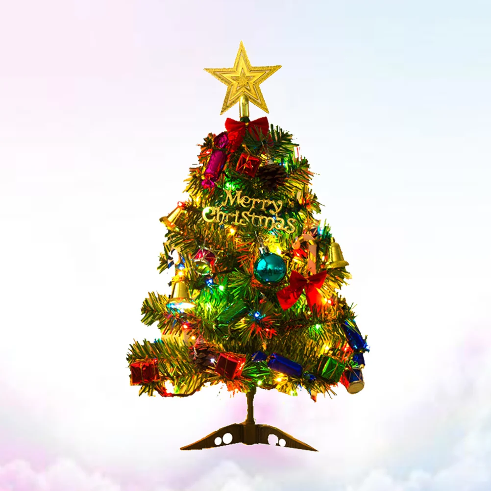 

50Cm Led Christmas Tree Multicolor Lights Artificial Holiday Decoration Set Eco-Friendly Base Pvc Needles Long-Lasting