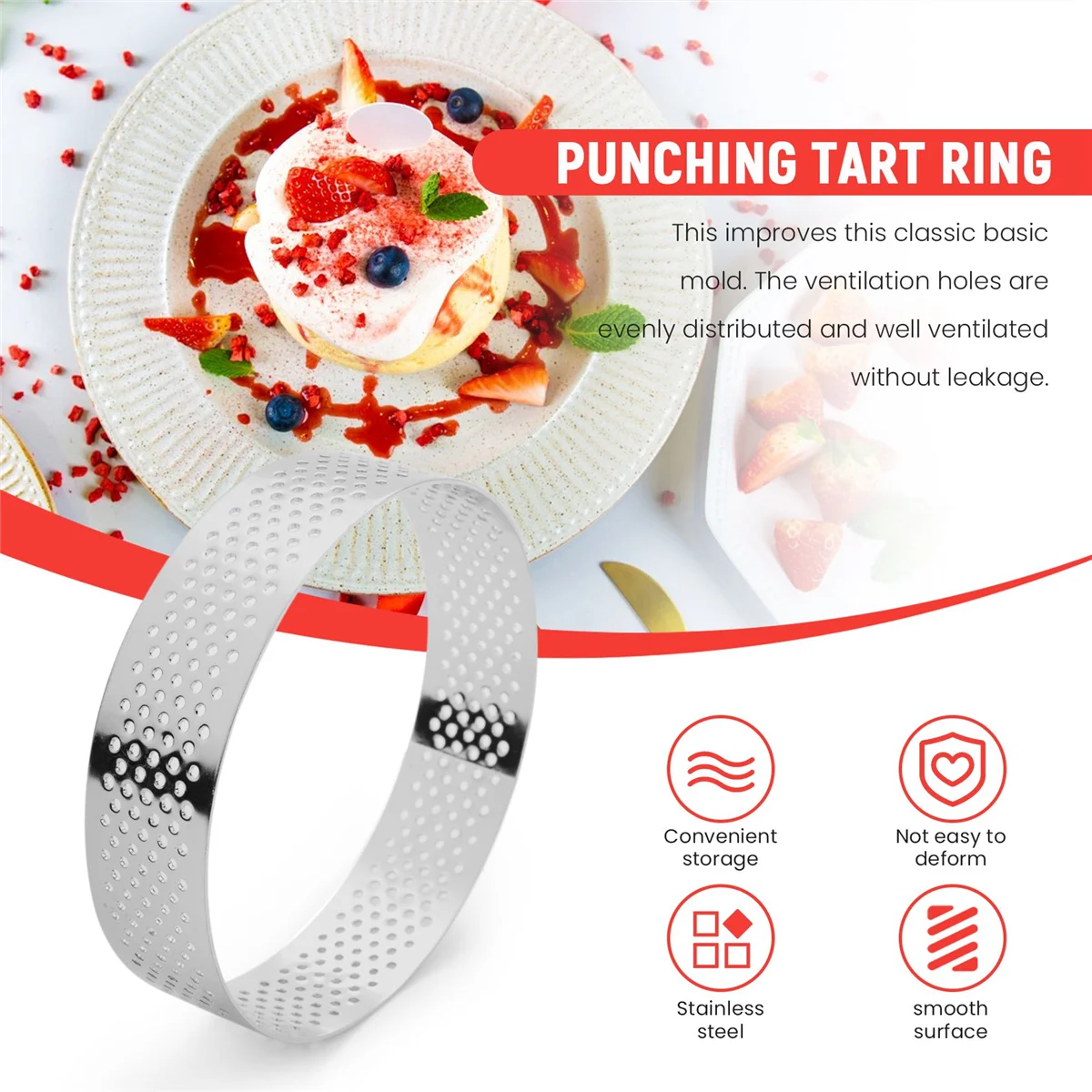 8pcs 8cm Edelstahl Törtchen Formen Französisch Dessert Mousse Obst Kuchen Torte Ring Quiche Kuchen form