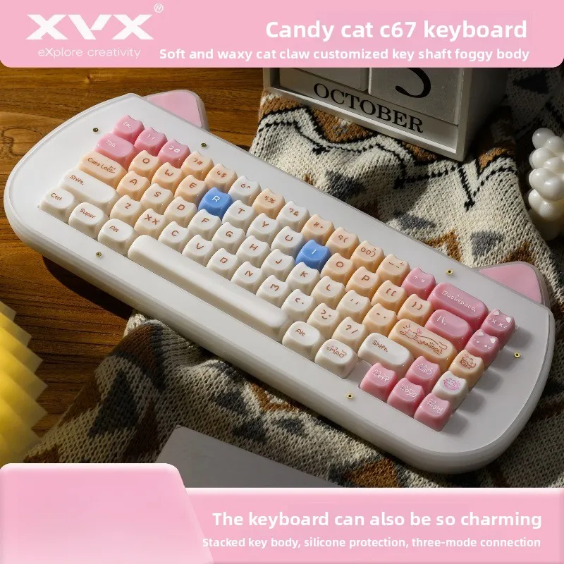 XVX C67 Wireless Mechanical Keyboard Support QMK/VIA Gasket Structure 8000Hz Return Rate Bluetooth Tri Mode Gaming Keyboard
