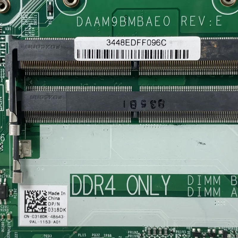 CN-0318DK 0318DK 318DK With SR32S I5-7300HQ CPU DAAM9BMBAE0 For Dell 5577 Laptop Motherboard N17P-G0-A1 GTX1050 100% Full Tested