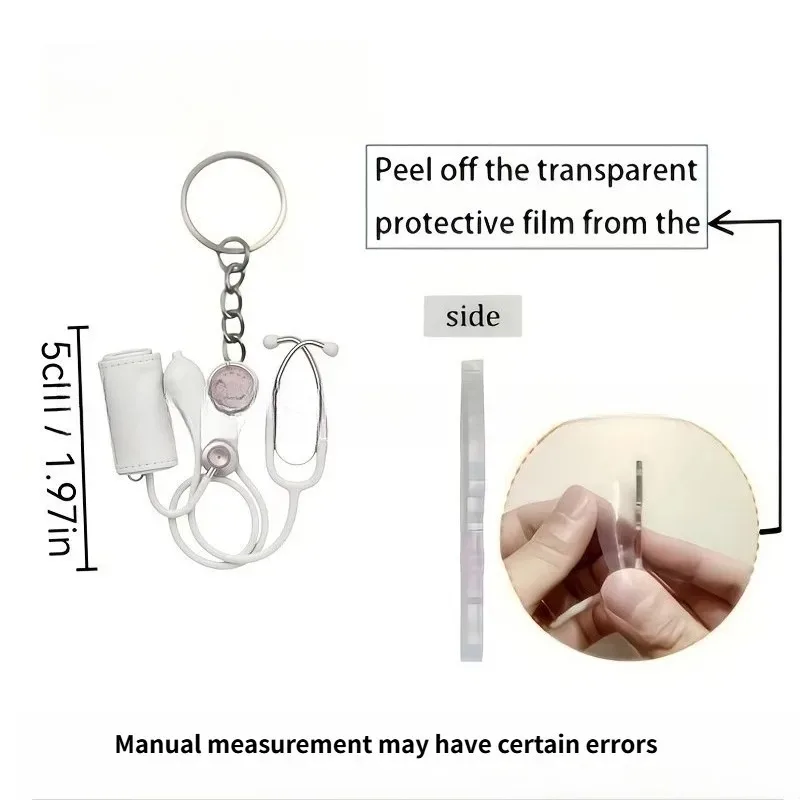 2D Flat Doctor Gift Accessory for Keys Backpack，Medical Nurse Bag Charm,Cute Pink Mini Stethoscope Keychain