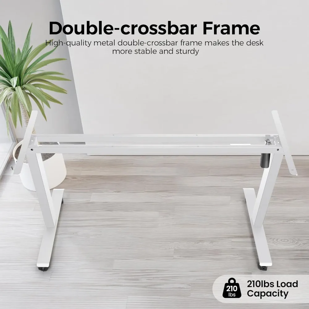 مكتب كهربائي قابل للتعديل على عجلات، مكتب جلوس ثنائي الشعاع 63 × 24 مع لوحة ماوس، نطاق قابل للتعديل 27-46 #5