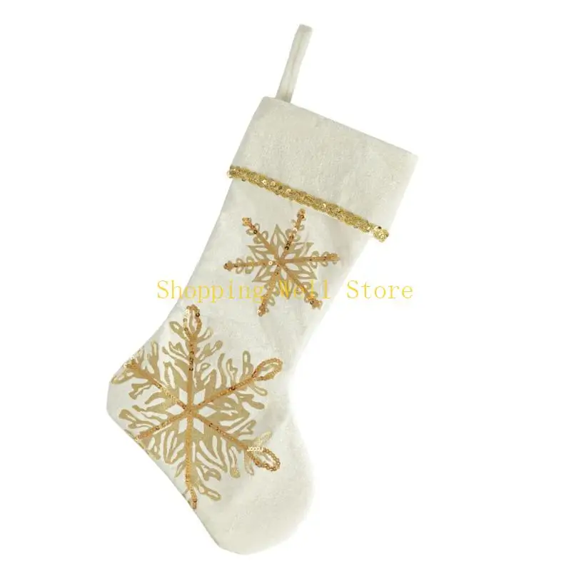 KX4B Snowflake Christmas Hanging Calcetines Navidad Bolsas regalo dulces decoraciones navideñas para oficina en casa