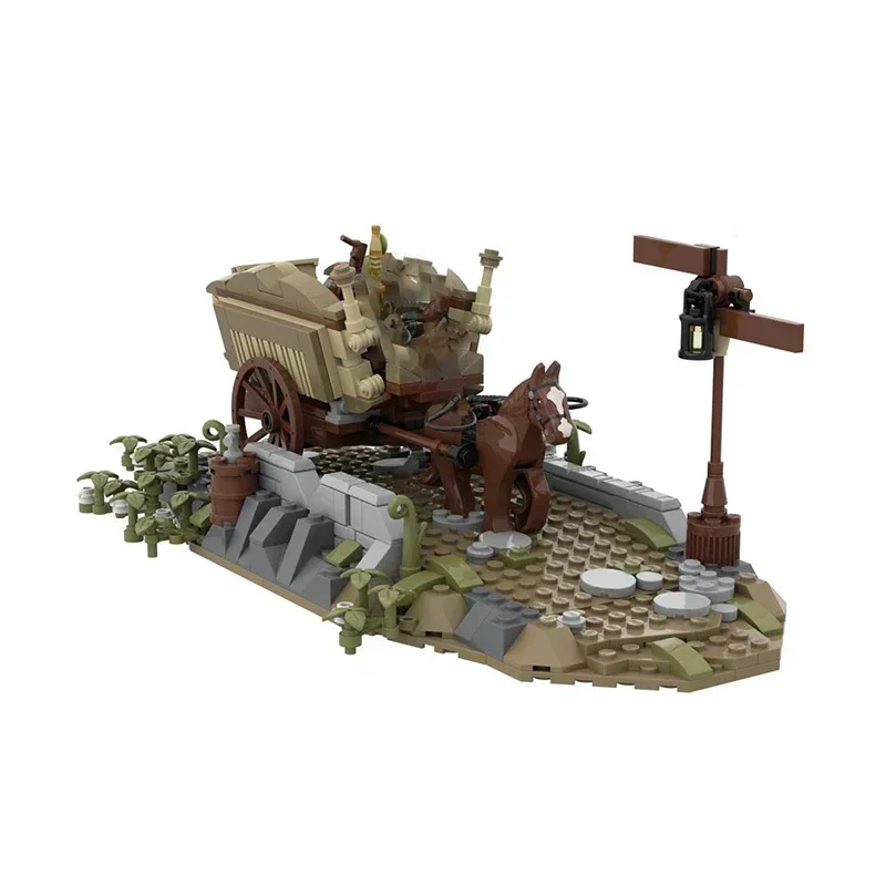 

Castle Bricks Magical Rings Moc Building Blocks Movie Scene Medieval Carriage Model DIY Assembly Street View Toys Child Gifts