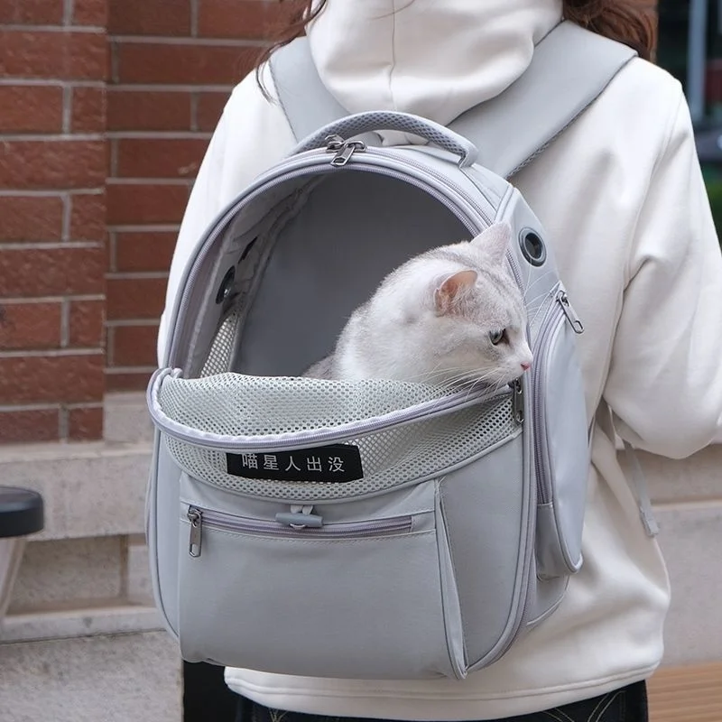 Pet Cat Carrier Bag Breathable Portable Cat Backpack Outdoor Travel Expandable Pet Supplies Bag For Cats Small Dogs Carrying image 5