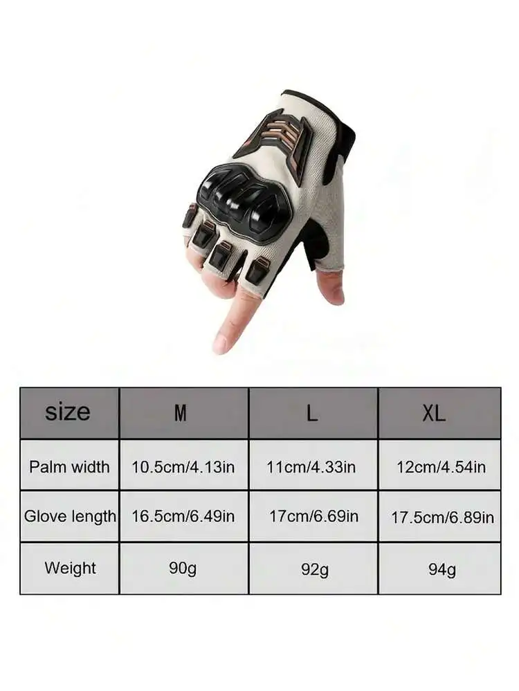 1 Pair Breathable Half Finger Gloves Unisex Motorcycle Gloves Ergonomic Design With Ventilation Holes Black Orange Accents