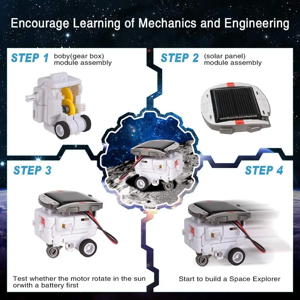 Experimento científico 6 en 1, Robot Solar de juguete DIY, herramienta de aprendizaje alimentada por construcción, Kit de dispositivos tecnológicos educativos para chico Yk21