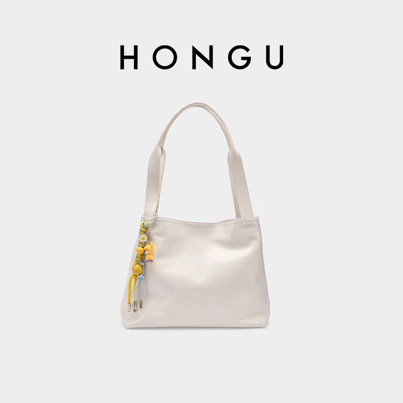 

HONGU Woman Luxury Ivory Bags Fashion High-end Textured Cowhide Shoulder & Underarm Bag Summer Large-capacity Tote Bag H5156935