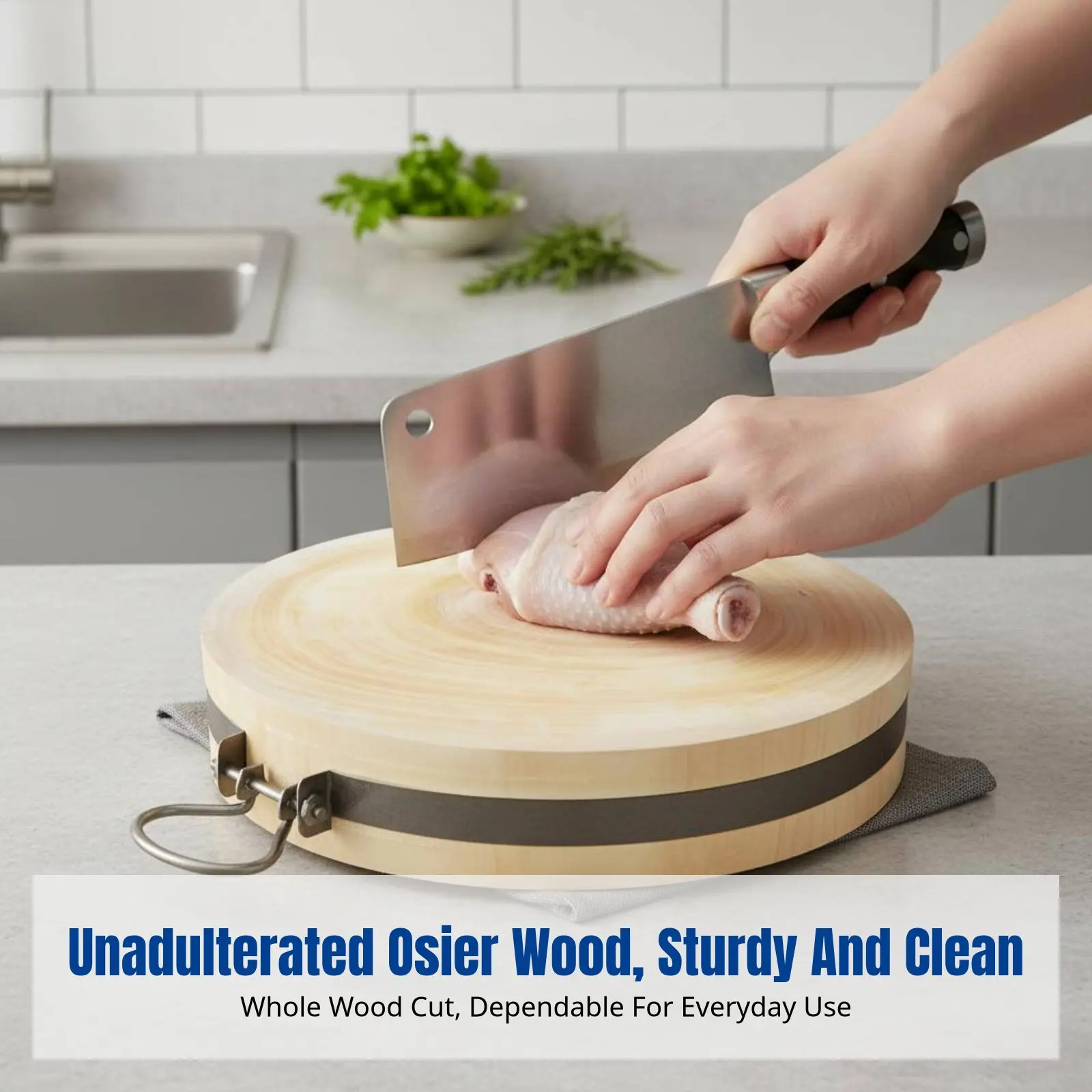 Robusto Tagliere in Legno di Betulla, Rotondo Antibatterico e Ispessito, Doppio Lato, per Uso Domestico e Ristorante