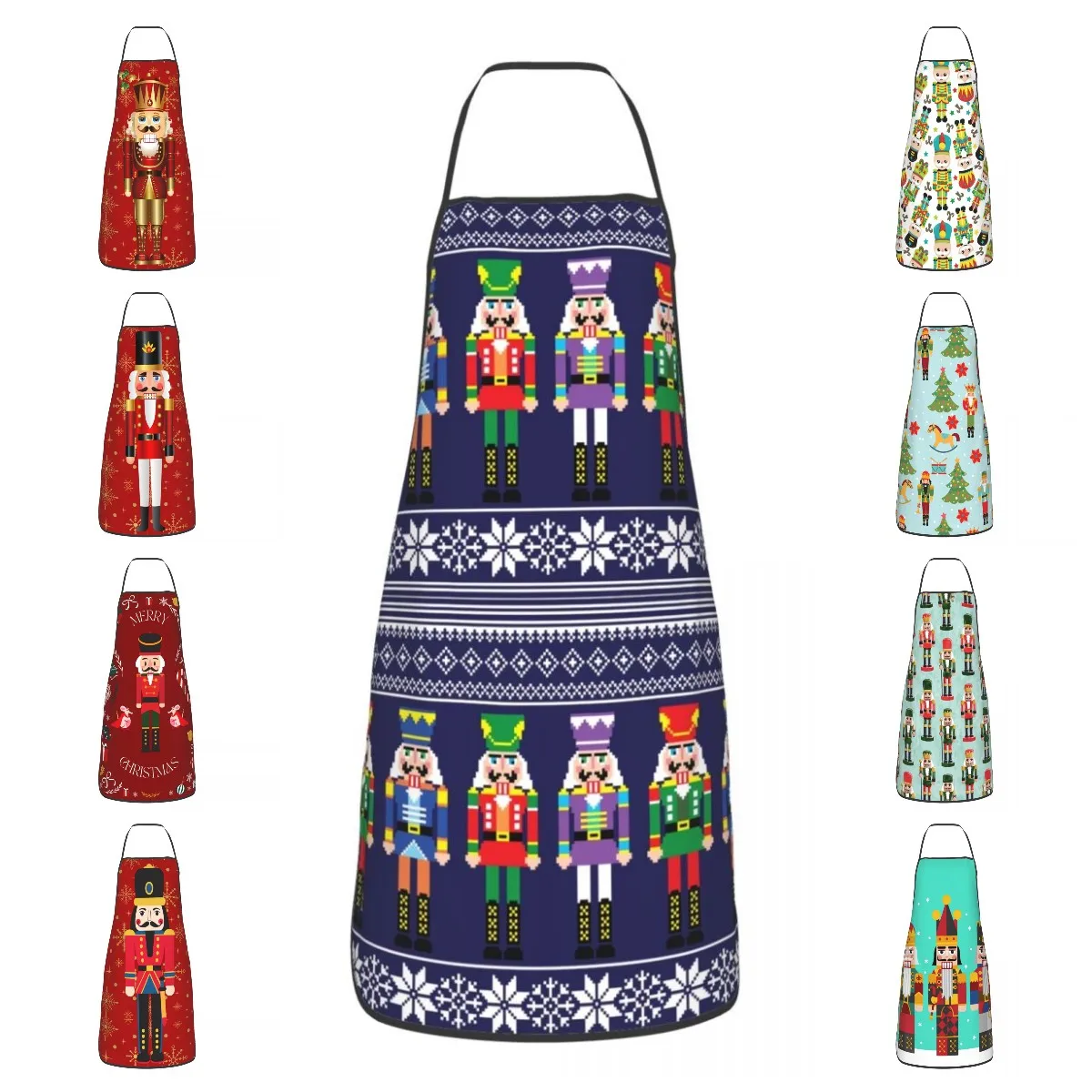 Nutcracker Christmas Pattern Apron Women Men Xmas Toy Soldier Gift Adult Unisex Kitchen Chef Bib Tablier Cuisine Cooking Baking