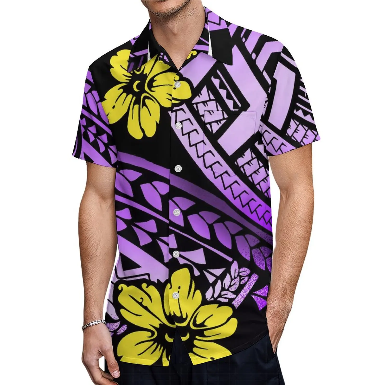 Conjunto de casal personalizado da ilha polinésia, camisa de manga curta, saia longa de manga média, vestido samoano para homens e mulheres, 9XL