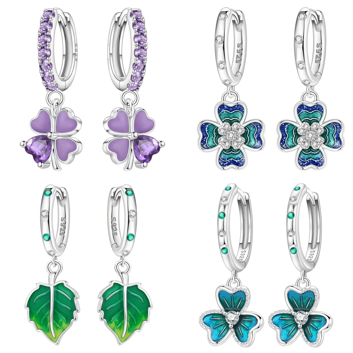 

Серьги Orstarry из стерлингового серебра S925 с элементом в виде листа, четырехлистный клевер, на удачу, для подарка на день рождения, серебряные украшения