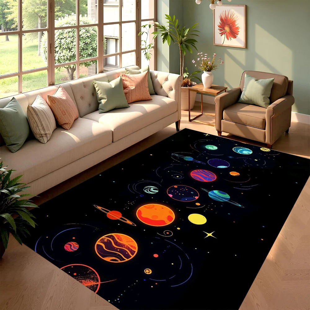 3D Solar System Children Room Carpet Space Planet Rug for Boy Bedroom Anti-slip Mat Home Decor Play Crawling Floor Mat Doormat