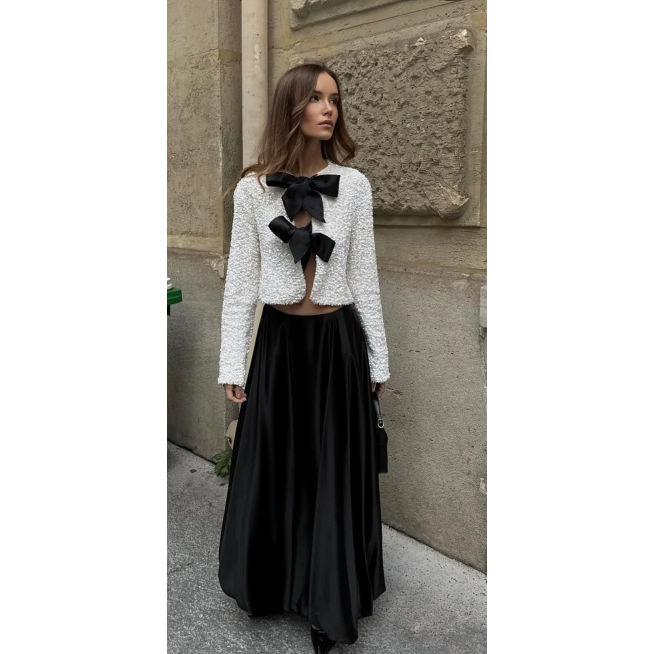 Faionable noeud décoré inje ort vêtements d'extérieur amples femmes nouveauté saison d'automne manteau chaud en Fiber de Polyester