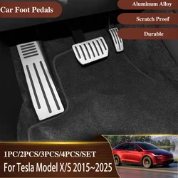Car Foot Pedal For Tesla Model X S 2015~2025 Aluminum Alloy Pedal Car Rest Brake Accelerator Cover Interior Part Auto Acessories