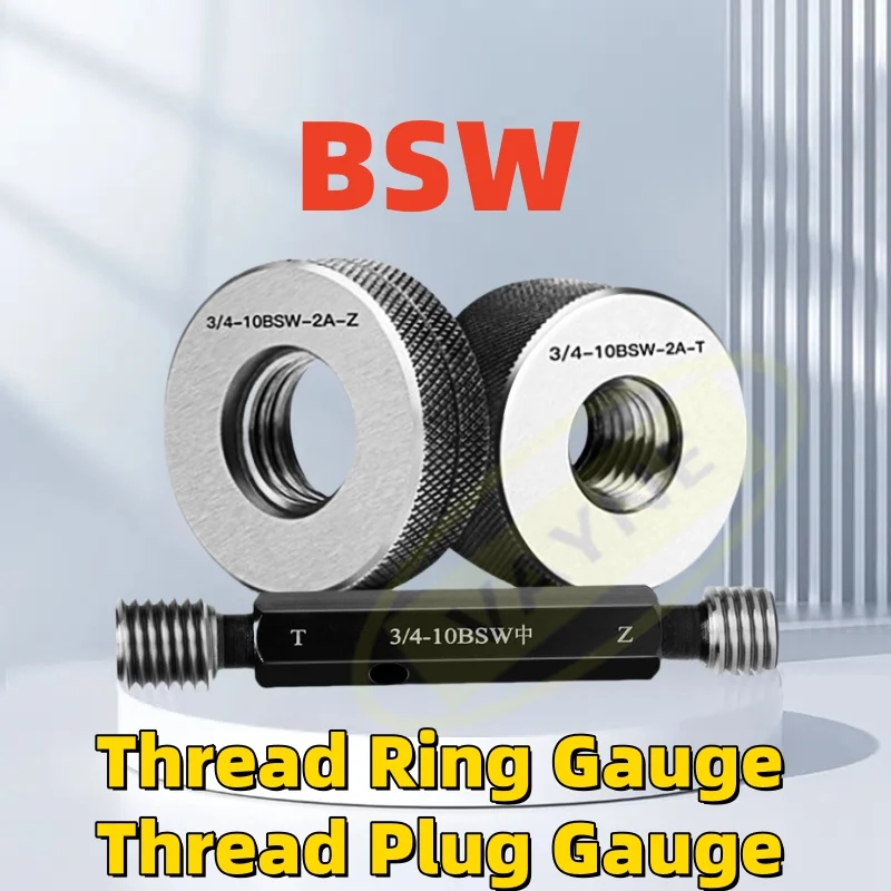 

1SET(1*GO+1*NOGO) BSW British Standard Thread Ring Gauge Thread Plug Gauge 1/4 5/16 3/8 7/16 1/2 9/16 5/8 1''Measure Tool