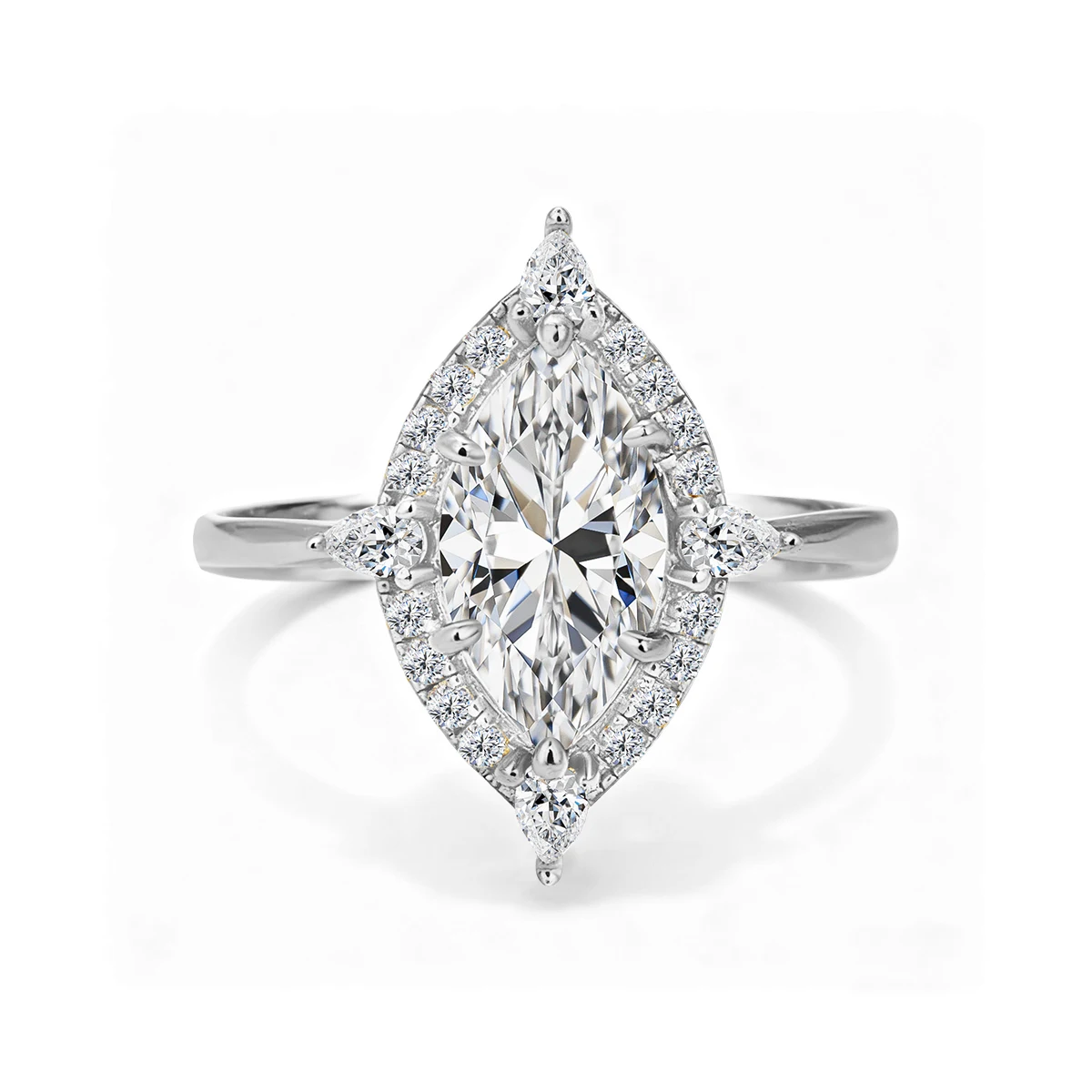 

6*12mm 2CT Marquise Cut Certified Moissanite Rings for Women 925 Sterling Silver Simulated Diamond Wedding Band Bride Jewelry