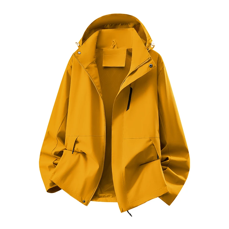 Herren Outdoor-Jacke mit Kapuze, wasserdicht, winddicht, leicht, für Wanderungen, Camping, als Windjacke, lässiger, einlagiger Mantel, Mintgrün. – Detail 3