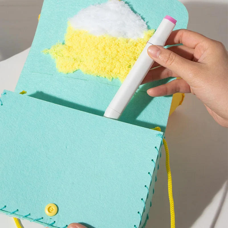 Sac à bandoulière de couture pour enfants, Kits artisanaux, broderie de fil, Animal de dessin animé, sac messager en tissu Non tissé, jouets faits à la main pour enfants