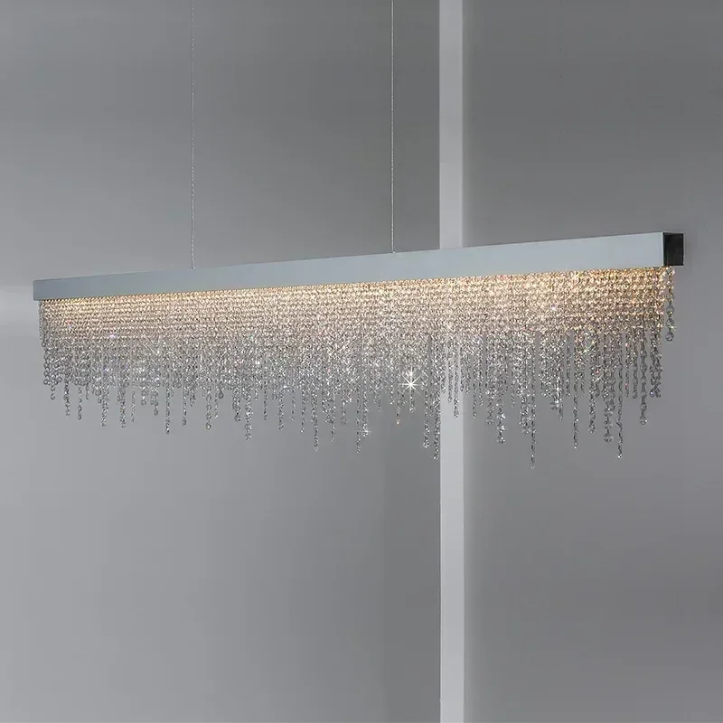 Modern Kitchen Island Crystal Chandelier Luxury Dining Room LED Hanging Light Fixture Gold/Black Home