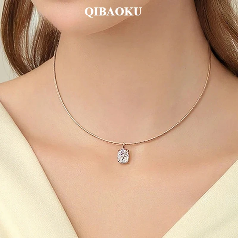 QIBAOKU 3/4/5CT Oval Moissanite Pendant Necklace for Women Men Lab Diamond Classic Solitaire Chain Real 925 Sterling Silver 2026