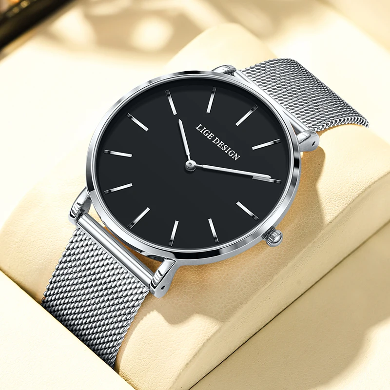 LIGE Orologio da donna creativo Moda Sport Orologi da polso al quarzo da donna impermeabili Cronografo di lusso a maglia ultra sottile Reloj Mujer