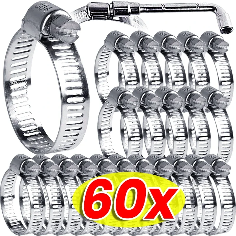 10-60pcs Adjustable Hose Clamps Stainless Steel Screw Band Faucet Water Pipes Fasteners DIY Car Fuel Tube Pipe Clamp Plier Tools