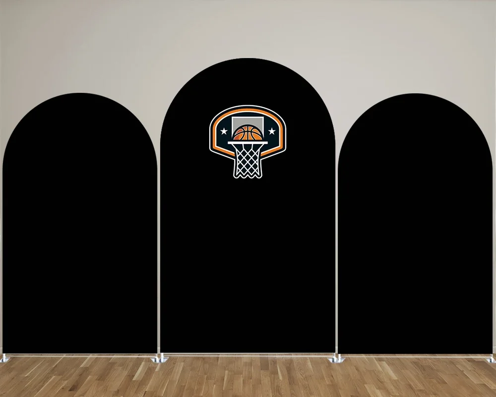 Black Solid Color Arch Backdrop Cover with Elastic Bands for Basketball Birthday Party, Newborn Photograph Decoration Props