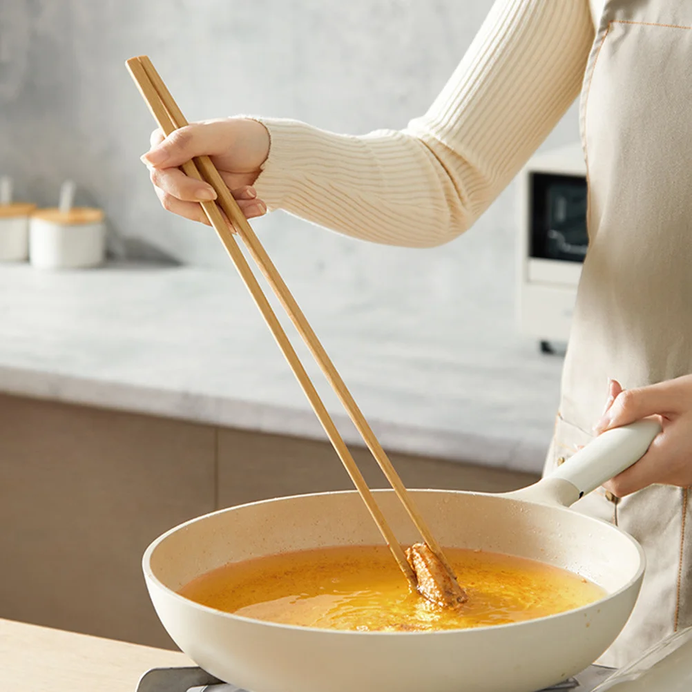 

2Pairs Chinese Long Chopsticks Extra Long Cooking Chopsticks for Hot Pot Frying Noodles Bbq Reusable Wooden Kitchen Utensils Set