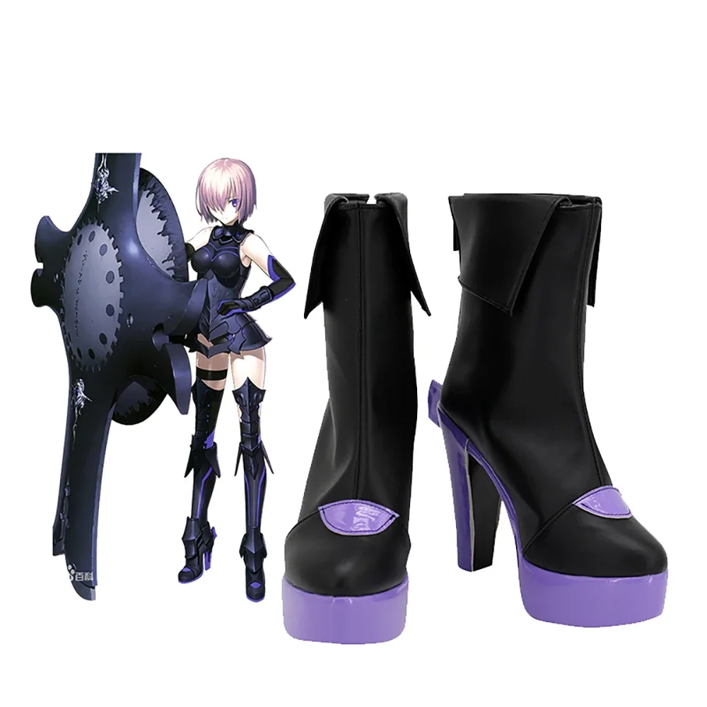 

Fate Grand Order Matthew Kyrielite Cosplay Boots High Heel Black Shoes Custom Made for Unisex